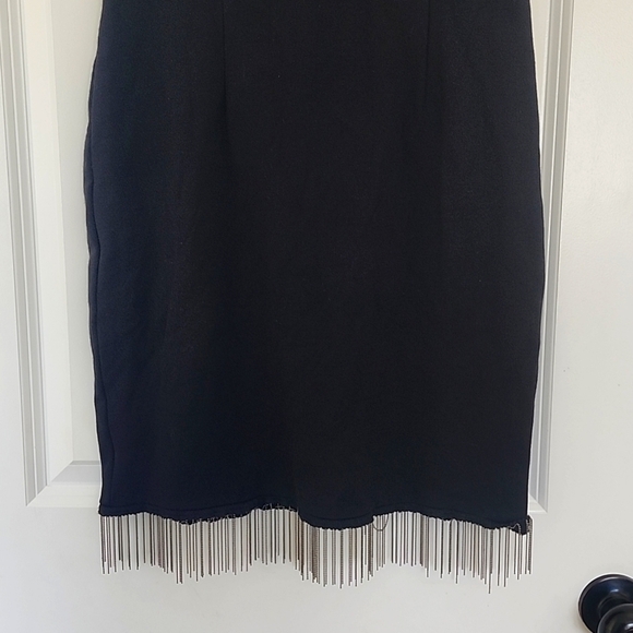 FRENCH CONNECTION Black Sleeveless Chain Detail Bodycon Dress, Size 10 - Picture 6 of 15